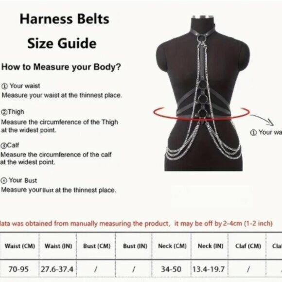 PU Leather Draped Layered Chain Choker Harness - Picture 6 of 6